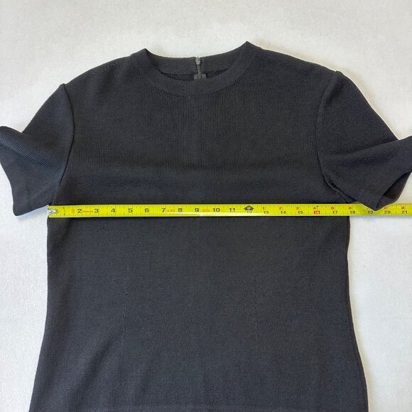 St. John Basics Santana Knit Short Sleeve Top Size S Black Vintage Classic Zip - Picture 10 of 12